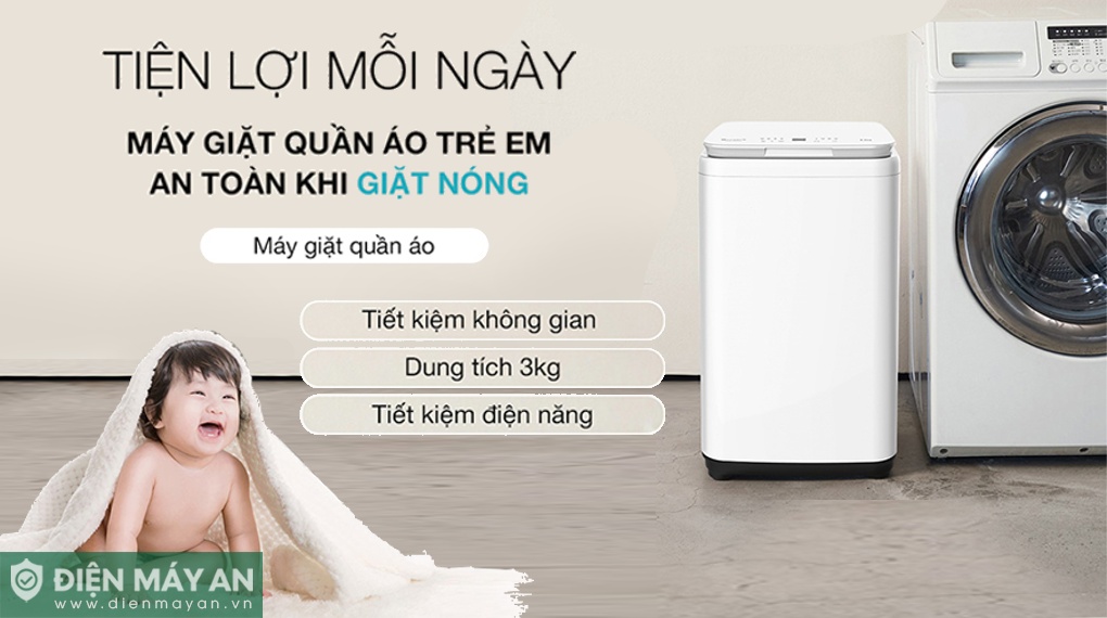 Máy giặt mini nhiệt độ cao Lumias 3 kg WS050WH